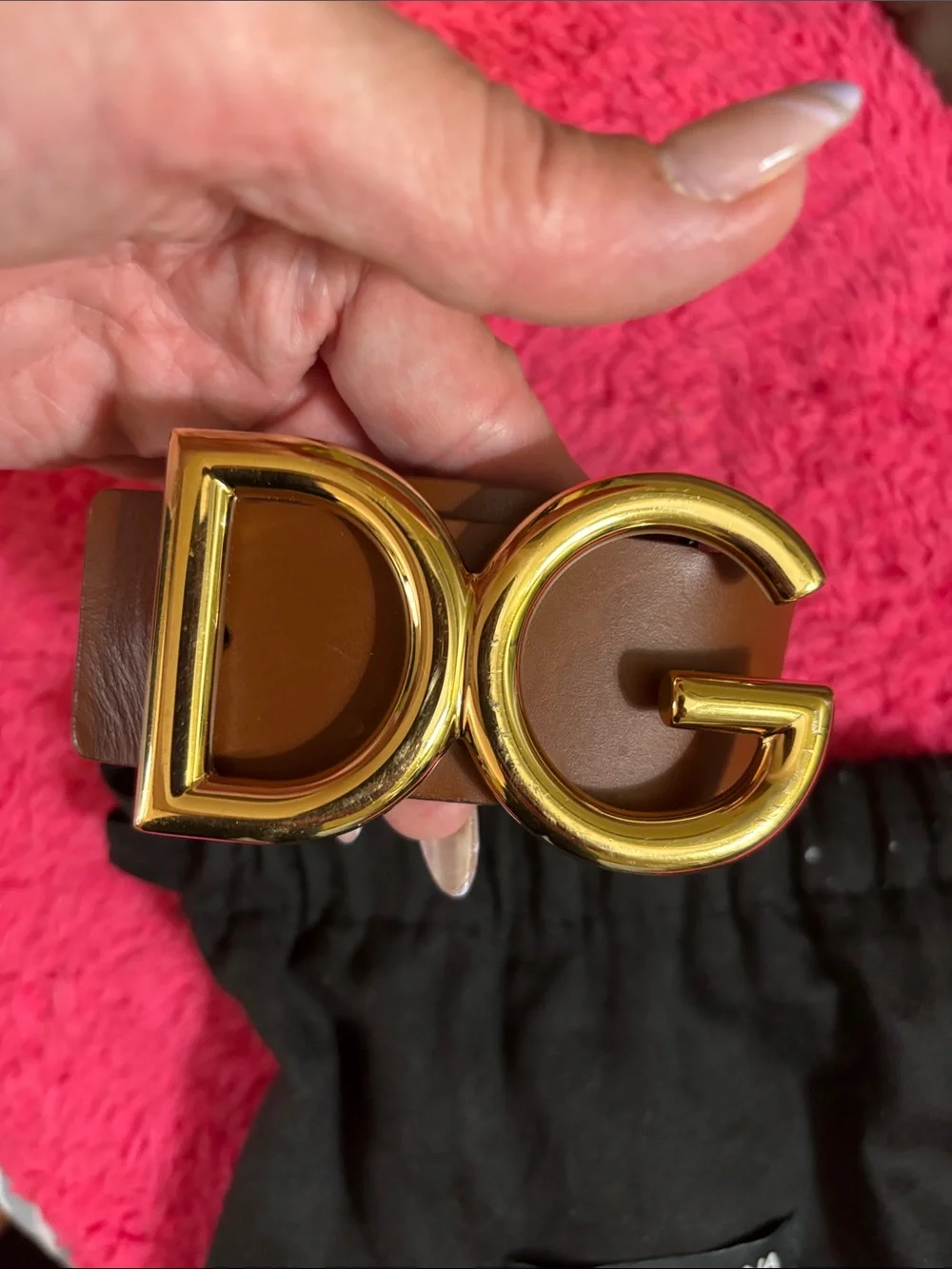 Men’s Dolce & Gabbana Brown Leather Belt with Gold DG Buckle